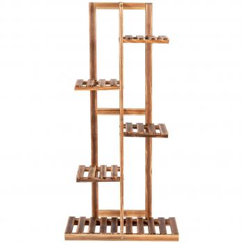 Costway Estante para Plantas de Madera 5 Niveles, Soporte Expositivo para 6 Macetas, Dispositivo Antivuelco, Color Marrón, Dimensiones: 50 x 21 x 103 cm