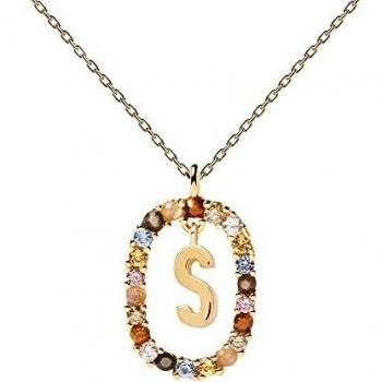 PDPAOLA - Collar Letra S - Plata de Ley 925 Bañada en Oro de 18k - Joyas para Mujer