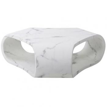 Adda Home Mesa Centro Karlskrona 104x90x31 Cm - Diseño Elegante y Resistente, Blanco, Marmol Artificial/MDF/Fibra Vidrio