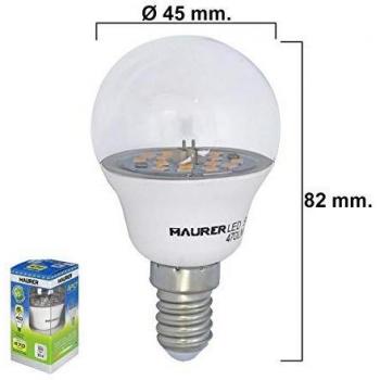 Bombilla led esferica transparente rosca e14 5 w 40 w 470 lumenes luz calida 3000k