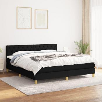 Cama box spring con colchón negro 160x200 cm en tela