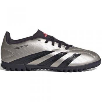 Bota de fútbol Adidas Predator Club TF Negro/Plata, características: diseño para césped artificial, suela turf, ajuste cómodo, material sintético duradero, ideal para niños y principiantes