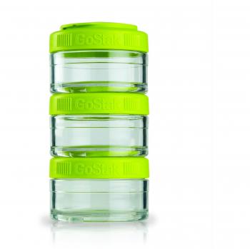BlenderBottle GoStak 3Pak - Contenedor de la nutrición de acampada y senderismo, color verde, 60 ml