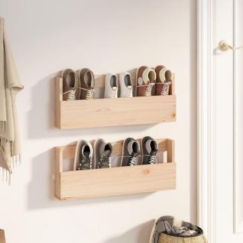 vidaXL Wall-mounted Shoe Racks 2 pcs 59x9x23 cm Solid Wood Pine