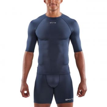 SKINS DNAmic Force - Camiseta de Manga Corta para Hombre, Color Azul Marino, Talla Grande
