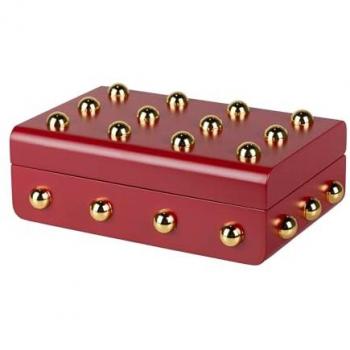 Caja Decorativa de MDF con Zinc y Tachuelas Granate 24x16x8 Cm
