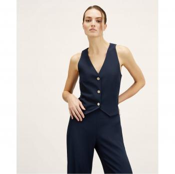 Chaleco de mujer de botonadura simple en tejido técnico