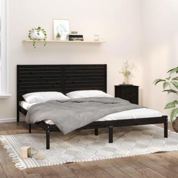 Cama cruzada de madera negra 180x200 cm Super King con estructura de cama de madera maciza, color negro, tamaño super king