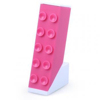 Batería Externa Compacta 2600mAh con Soporte y 1 Puerto USB 1A - Rosa y Blanco