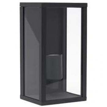 Aplique Nozelo 1xE27 Gris Oscuro IP44 Aluminio y Cristal 14x11.5x26 cm