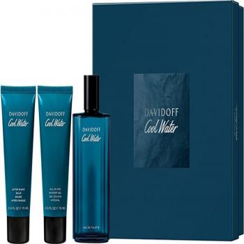 Davidoff Cool Water Man Set - Blue (Eau De Toilette Men's Aftershave Gift Set with Spray, Shower Gel & Aftershave Balm 40ml)