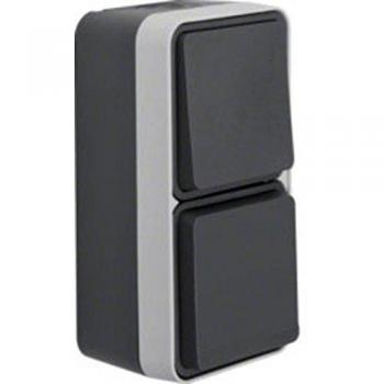 Berker W.1 Combination Switch/Socket Outlet 47803515 - Surface-mounted, Grey, Light Grey