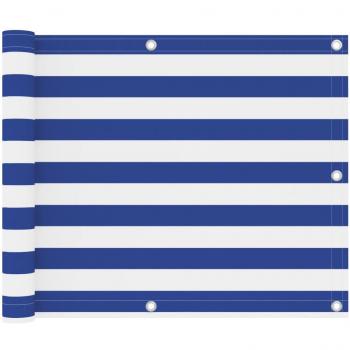 Toldo para balcón tela oxford blanco y azul 75x400 cm
