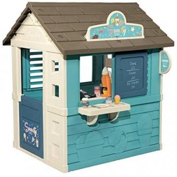 Smoby-Casita Sweety Corner, Puesto de Dulces para Llevar, con Dos Zonas de Juego y Múltiples Accesorios, Estructura Sólida y Resistente,Tratamiento Anti-UV, Adecuado a partir de 2 Años-105x110 x127cm