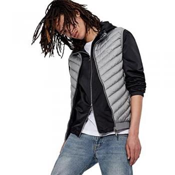 Chaleco Acolchado de Plumas para Hombre Armani Exchange - Sin Mangas, Cremallera, Gris, Tallas S a 2XL