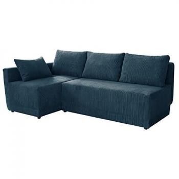 Sofá rinconero Columbus 149, turquesa, con función de descanso y caja de ropa de cama, dimensiones 210 x 135 x 85 cm
