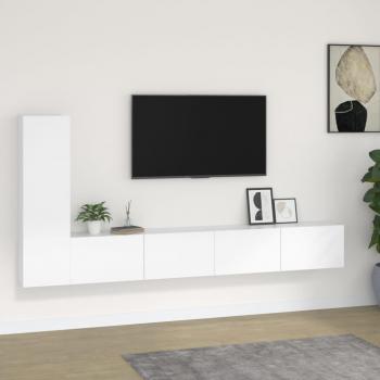 Set de muebles para TV 3 piezas madera contrachapada blanco