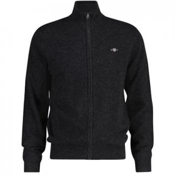 Cardigan GANT de lana de cordero extrafina gris para hombre, talla XXL con logotipo bordado