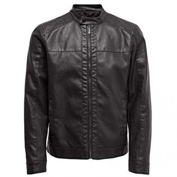 Chaqueta de hombre Only & Sons Mike Pu Racer Jacket Otw Vd Noos, color azul marino, estilo racer, material PU, cierre frontal con cremallera, bolsillos laterales con cremallera, ajuste regular fit