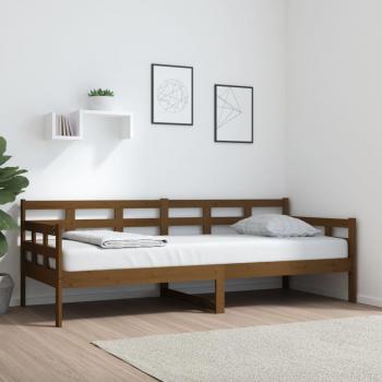 Sofá cama de madera maciza de pino marrón miel 80x200 cm
