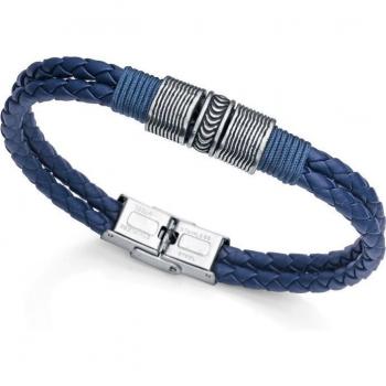 Pulsera Viceroy Beat de acero y cueros trenzados en azul