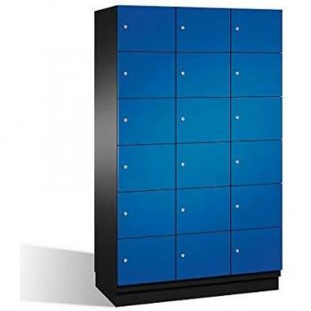 Armario de Compartimentos Bajo Llave C+P Cambio, 6 Taquillas, Puertas de Acero, Color Gris Negro y Azul Enzian, Dimensiones B 1200 mm