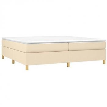 Cama box spring con colchón tela color crema 200x200 cm