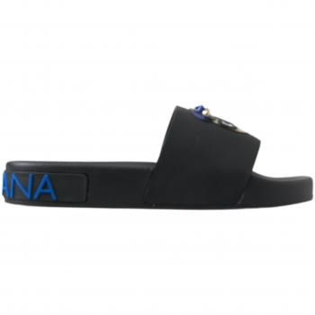 Dolce & Gabbana Black Slides Sandals Beach Saint Barth Shoes - EU37/US6.5