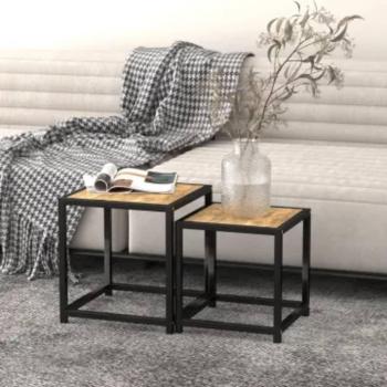 Mesas de centro MDF negro y amarillo - 2 piezas
