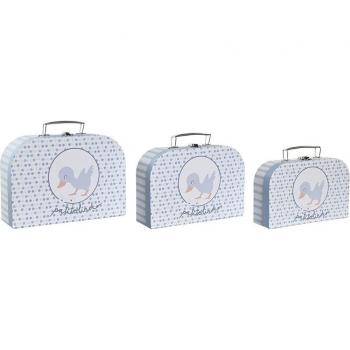 Caja decorativa set de 3 unidades con diseño de patitos en cartón y metal, ideal para organizar y decorar el hogar