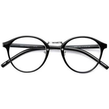 Cyxus filtro de luz azul moda retro redondo marco [mejor dormir] unisexo adulto gafas de computadora, bloqueo uv anti fatiga de ojos lentes transparentes negro marco