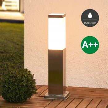 Lámpara de zócalo Lorian de acero inoxidable, moderna, gris, 1 llama E27, para iluminación de senderos y baliza