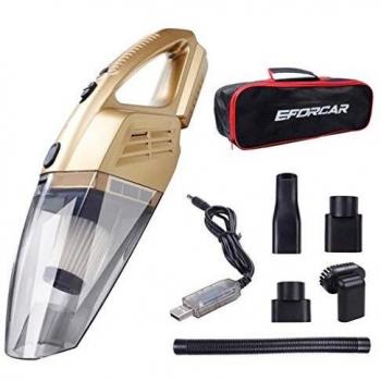 Aspirador de Coche, EFORCAR Aspirador Seco / Húmedo sin Cable con Batería Recargable de 2200mAH, 3KPA Aspirador de Mano de Aspiración Potente con Bolsa de Transporte