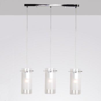 Lámpara colgante moderna Blend Chrome - Lámpara colgante de cromo con 3 luces, pantallas blanca y transparente, base E27