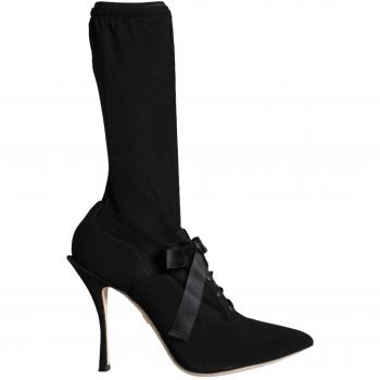 Dolce & Gabbana Black Stiletto Heels Mid Calf Boots, Female, Size EU38.5/US8, UK5 1/2, US8 1/2