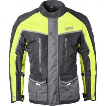 GMS Chaqueta de Moto Twister Neo WP Negro-Amarillo Flúor, chaqueta textil impermeable para motocicleta, color negro con detalles en amarillo flúor
