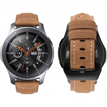 MroTech Correa de Reloj para Gear S3, [Serie de Ocio] Pulsera de Cuero Genuino 22mm Watchband Repuesto de Correa para Reloj Samsung Gear S3 Frontier/Classic, Moto 360 2 46mm