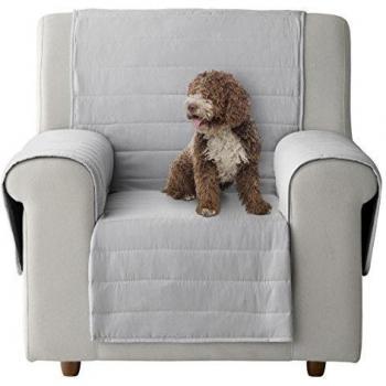 Eiffel Textile Cubre Sofá Acolchado Reversible para Mascotas, 1 Plaza, Poliéster, Gris y Gris Oscuro, 55x135x6 cm