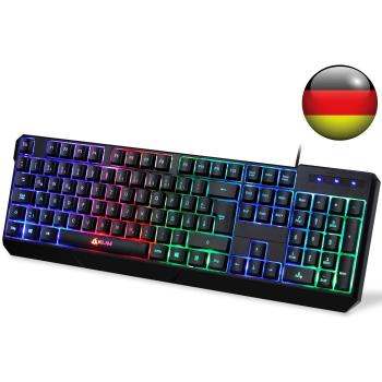 KLIM Chroma Teclado Gaming en German USB – Alto Desempeño – Retroiluminación a Color Estilo Gaming – Teclado para Juegos - Nueva Versión