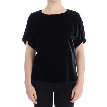 Dolce & Gabbana Black Velvet Shortsleeved Blouse - IT38|XS, Size: 2XS, Female