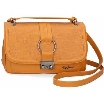 Pepe Jeans Daphne Bandolera con solapa Amarillo 28x16,5x13 cms Piel Sintética