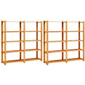 vidaXL 5-Tier Storage Racks 2 pcs 170x38x170 cm Solid Pinewood 500 kg