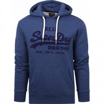 Superdry Men's Vintage Logo Tonal Hoodie, Bright Blue Marl, XL