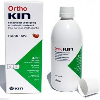 Kin Ortho Enjuague Bucal Para Brackets Ortodoncia ~ Flúor, Vitaminas, Sin Alcohol, 500 mililitros