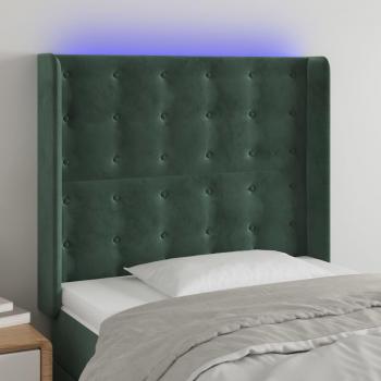 Cabecero LED Terciopelo Verde Oscuro 103x16x118/128 cm