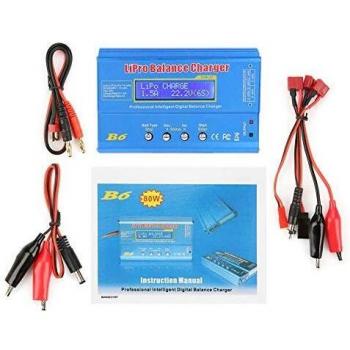 Fafeicy LiPo Cargador, B6 80W Digital LCD Balance Cargador, carga apto para batería NiMH RC