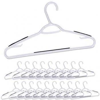 Juego de 20 Perchas Antideslizantes de Plástico con Recubrimiento de Goma, para Pantalones y Faldas, Color Blanco
