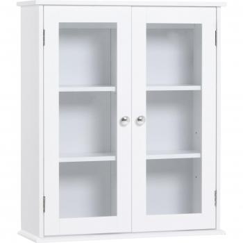 Armario de Pared Baño de 2 Puertas de Cristal Kleankin