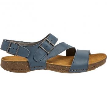 Sandalias Planas Unisex de Piel I Breathe Azul con Hebilla - Art 2024