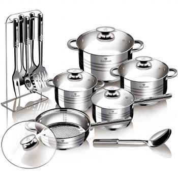 Blaumann Gourmet Line - Batería de cocina de 17 piezas, de acero - BL-3133